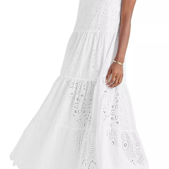 NWT white Ruffle Eyelet Maxi Dress medium/small encantadore for anthropologie - Picture 2 of 6
